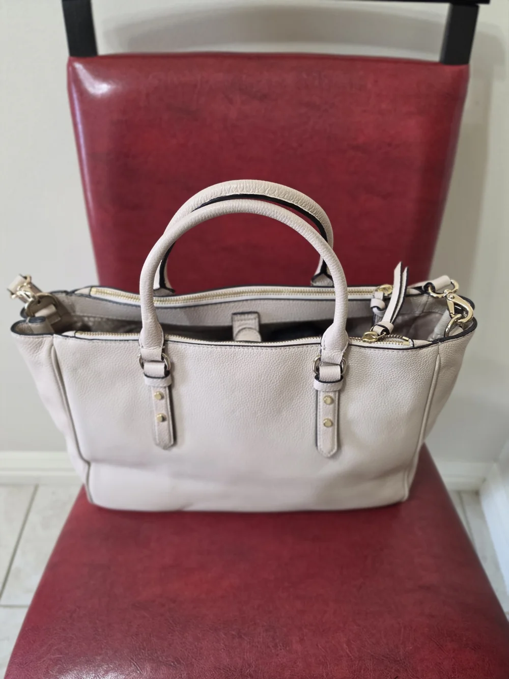 Kate Spade Pebbled Leather Satchel - Light Beige